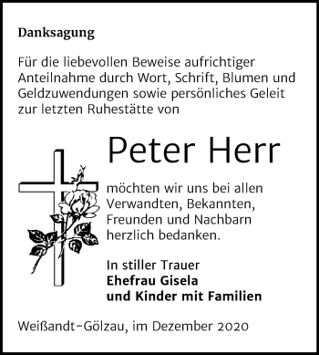Traueranzeige von Peter Herr von Super Sonntag Köthen