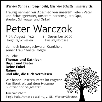 Traueranzeige von Peter Warczok von Mitteldeutsche Zeitung Halle/Saalkreis