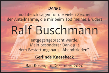 Traueranzeige von Ralf Buschmann von Wochenspiegel Naumburg/Nebra