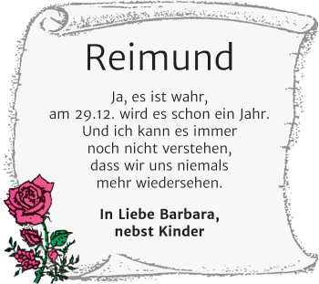 Traueranzeige von Reimund  von Mitteldeutsche Zeitung Wittenberg