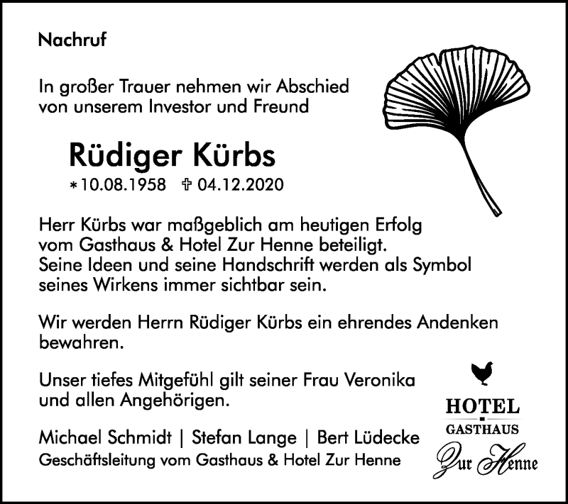  Traueranzeige für Rüdiger Kürbs vom 10.12.2020 aus Mitteldeutsche Zeitung Naumburg/Nebra