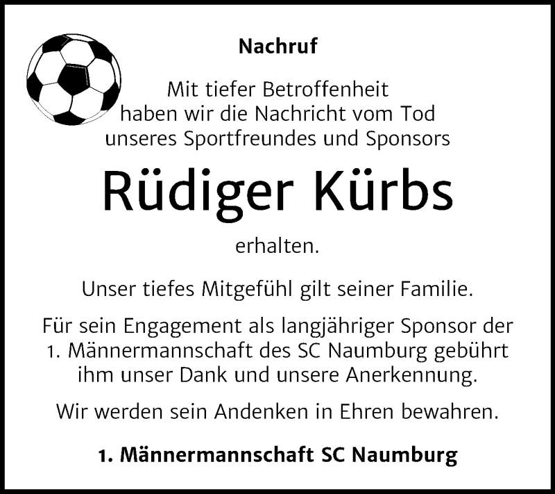  Traueranzeige für Rüdiger Kürbs vom 12.12.2020 aus Mitteldeutsche Zeitung Naumburg/Nebra