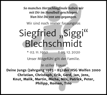 Traueranzeige von Siegfried Blechschmidt von Mitteldeutsche Zeitung Bitterfeld