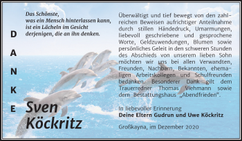 Traueranzeige von Sven Köckritz von Mitteldeutsche Zeitung Merseburg/Querfurt