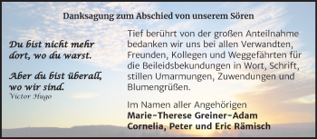 Traueranzeige von Sören  von Wochenspiegel Quedlinburg