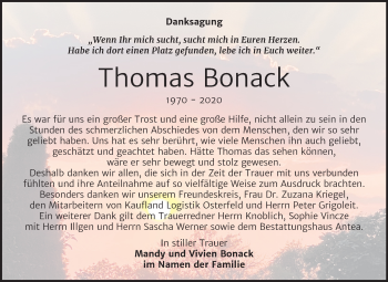 Traueranzeige von Thomas Bonack von Mitteldeutsche Zeitung Zeitz
