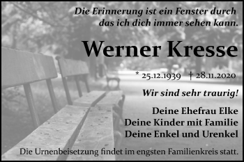 Traueranzeige von Werner Kresse von Mitteldeutsche Zeitung Bitterfeld