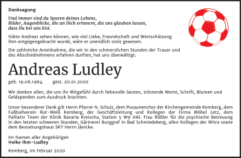 Traueranzeige von Andreas Ludley von Super Sonntag Wittenberg