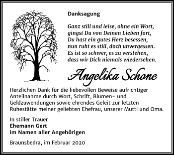 Traueranzeige von Angelika Schone von Super Sonntag Merseburg/Querfurt