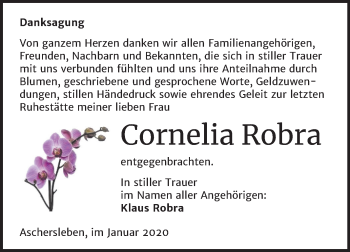Traueranzeige von Cornelia Robra von Mitteldeutsche Zeitung Aschersleben