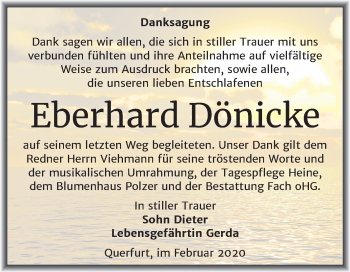 Traueranzeige von Eberhard Dönicke von Mitteldeutsche Zeitung Merseburg/Querfurt