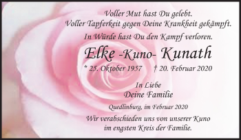 Traueranzeige von Ecke  Kunath von Super Sonntag Quedlinburg