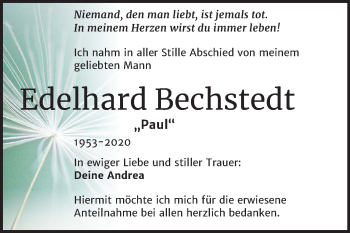 Traueranzeige von Edelhard Bechstedt von Wochenspiegel Weißenfels