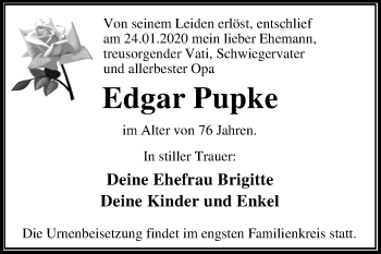 Traueranzeige von Edgar Pupke von Super Sonntag Dessau-Roßlau