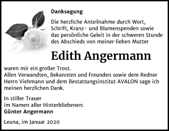 Traueranzeige von Edith Angermann von Mitteldeutsche Zeitung Merseburg/Querfurt