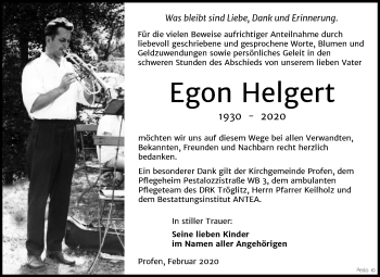 Traueranzeige von Egon Helgert von Super Sonntag Zeitz