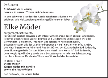 Traueranzeige von Elke Möder von Mitteldeutsche Zeitung Quedlinburg