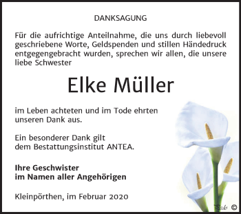 Traueranzeige von Elke Müller von Super Sonntag Zeitz