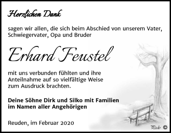 Traueranzeige von Erhard Feustel von Super Sonntag Zeitz