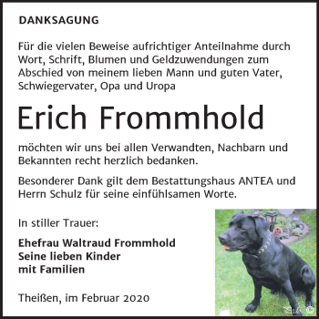 Traueranzeige von Erich Frommhold von Super Sonntag Zeitz