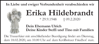 Traueranzeige von Erika Hildebrandt von Mitteldeutsche Zeitung Halle/Saalkreis