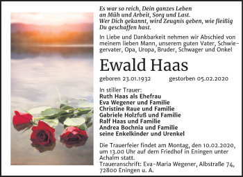 Traueranzeige von Ewald Haas von Mitteldeutsche Zeitung Quedlinburg