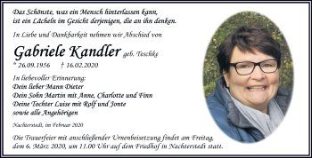 Traueranzeige von Gabriele Kandler von Mitteldeutsche Zeitung Aschersleben / Quedlinburg
