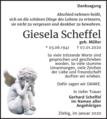 Traueranzeige von Giesela Scheffel von Mitteldeutsche Zeitung Bitterfeld
