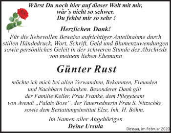 Traueranzeige von Günter Rust von Super Sonntag Dessau-Roßlau