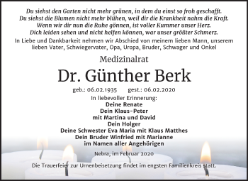 Traueranzeige von Günther Berk von Mitteldeutsche Zeitung Naumburg/Nebra