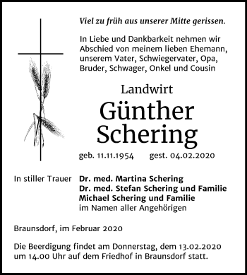 Traueranzeige von Günther Schering von Mitteldeutsche Zeitung Wittenberg