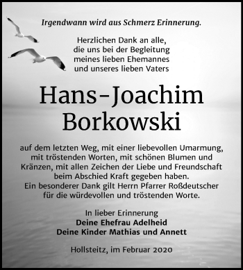 Traueranzeige von Hans-Joachim Borkowski von Mitteldeutsche Zeitung Zeitz