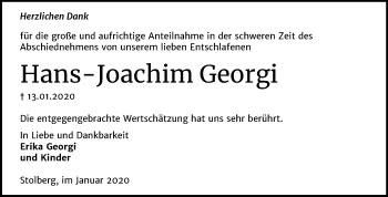 Traueranzeige von Hans-Joachim Georgi von Super Sonntag Sangerhausen