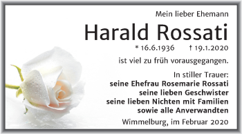 Traueranzeige von Harald Rossati von Super Sonntag Mansfelder Land