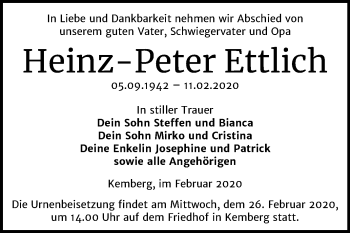 Traueranzeige von Heinz-Peter Ettlich von Mitteldeutsche Zeitung Wittenberg