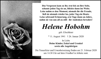 Traueranzeige von Helene Hobohm von Wochenspiegel Bitterfeld