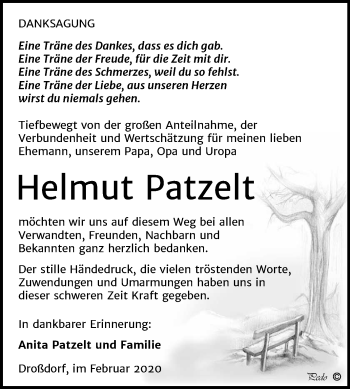 Traueranzeige von Helmut Patzelt von Mitteldeutsche Zeitung Zeitz
