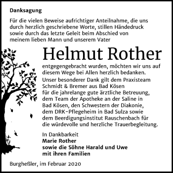 Traueranzeige von Helmut Rother von Wochenspiegel Naumburg/Nebra