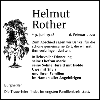 Traueranzeige von Helmut Rother von Wochenspiegel Naumburg/Nebra