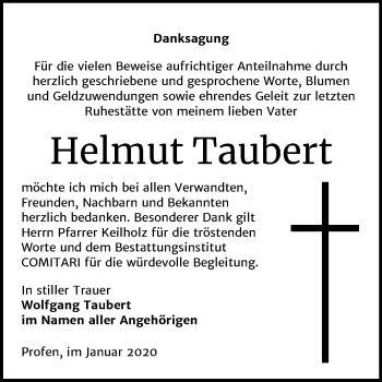 Traueranzeige von Helmut Taubert von Super Sonntag Zeitz