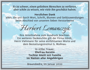 Traueranzeige von Herbert Lemanczyk von Mitteldeutsche Zeitung Merseburg/Querfurt