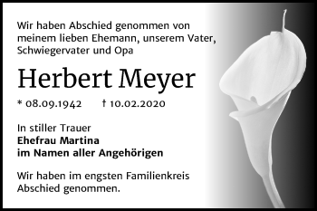 Traueranzeige von Herbert Meyer von Super Sonntag Bernburg