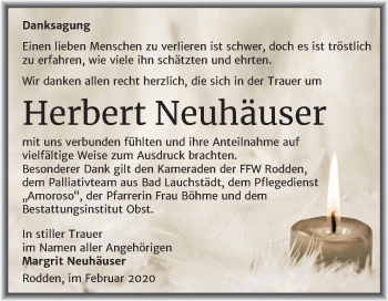 Traueranzeige von Herbert Neuhäuser von Super Sonntag Merseburg/Querfurt