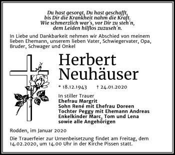 Traueranzeige von Herbert Neuhäuser von Super Sonntag Merseburg/Querfurt