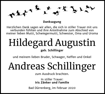 Traueranzeige von Hildegard Augustin von Mitteldeutsche Zeitung Merseburg/Querfurt