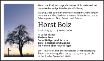 Traueranzeige von Horst Bolz von Mitteldeutsche Zeitung Bernburg