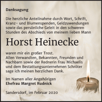 Traueranzeige von Horst Heinecke von Mitteldeutsche Zeitung Bitterfeld
