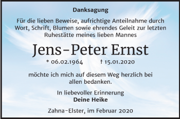 Traueranzeige von Jens-Peter Ernst von Mitteldeutsche Zeitung Wittenberg