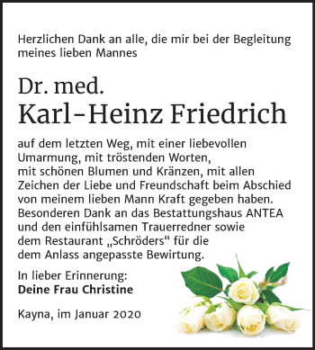 Traueranzeige von Karl-Heinz Friedrich von Mitteldeutsche Zeitung Zeitz
