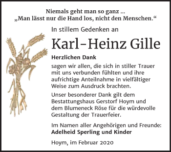 Traueranzeige von Karl-Heinz Gille von Super Sonntag Aschersleben